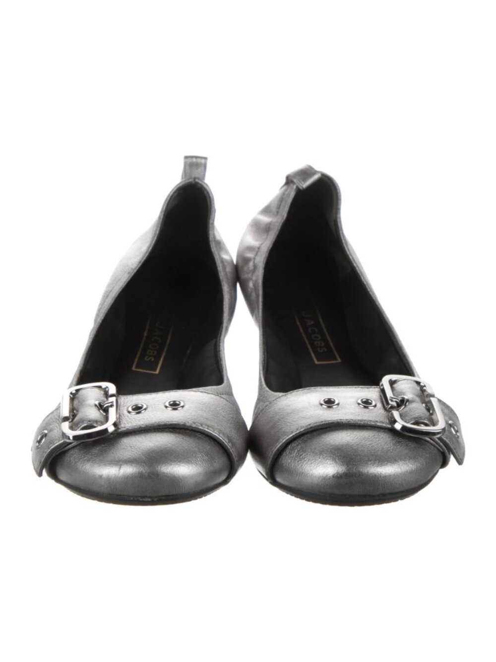 Marc Jacobs Silver Buckle Leather Ballet Flats